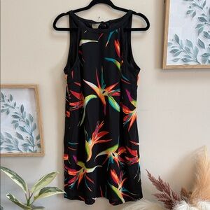Worthington Black Tropical Print Mini Dress